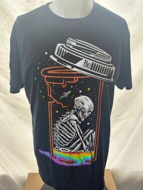 Into the AM Skeleton Prescription Bottle Men's Black T Shirt Large
